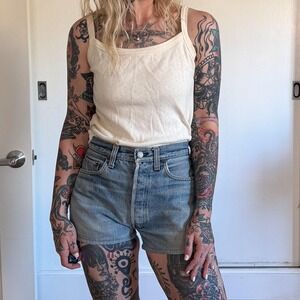 Vintage 1990s Levis 501 selvedge red line blue denim shorts